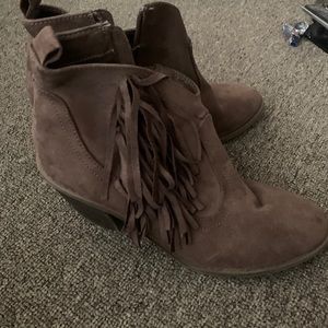 Tan botties with fringe